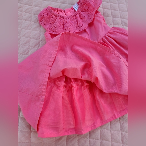 Tulle-lined pink eyelet dress by Carter's, size 9M - Picture 3 of 6